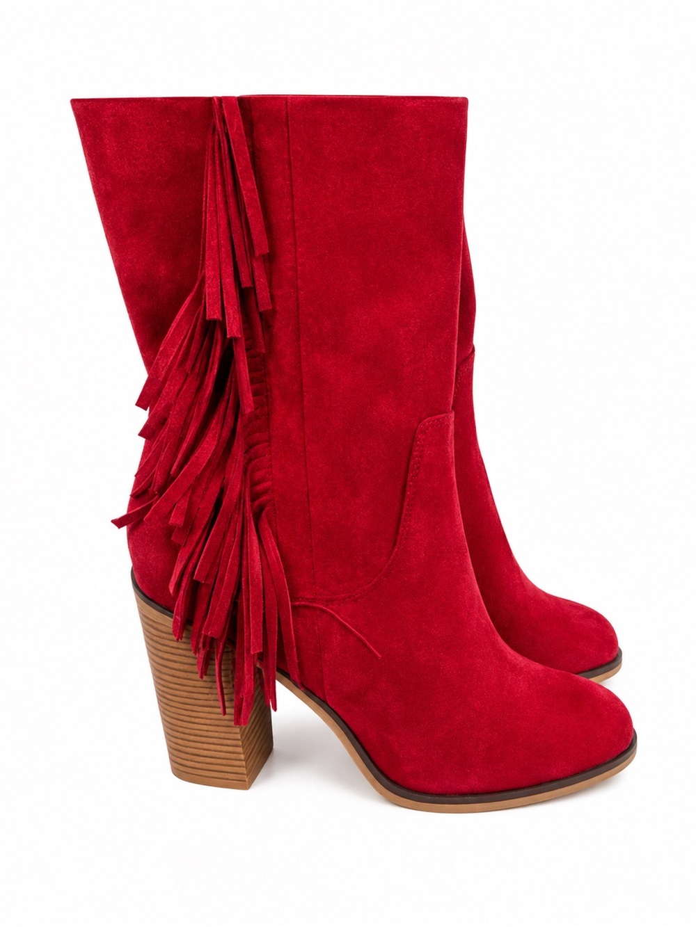 Pink-soda Red fringe western boots suede‎ size 9